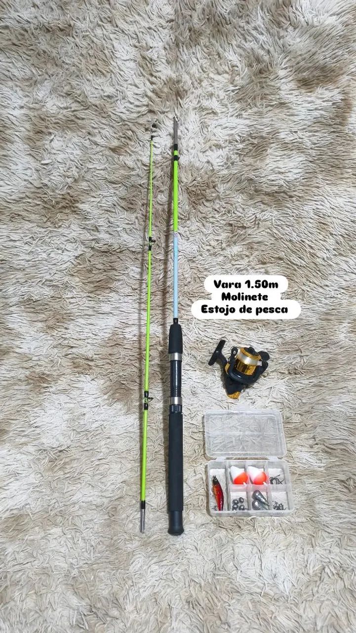 Vara molinete e estojo de pesca 