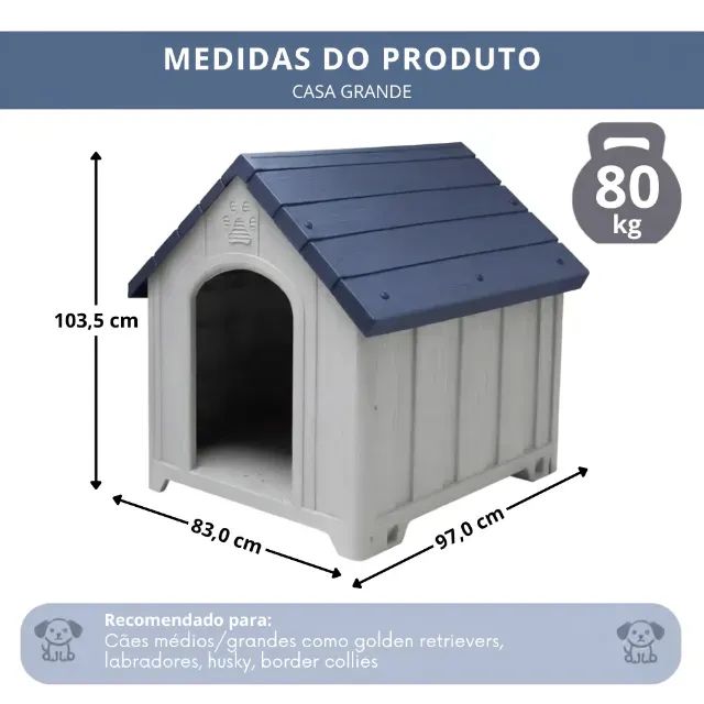 Casa Casinha para Cachorro Extra Grande Resistente Impermeável Fácil Montagem Syberflex - Foto 6