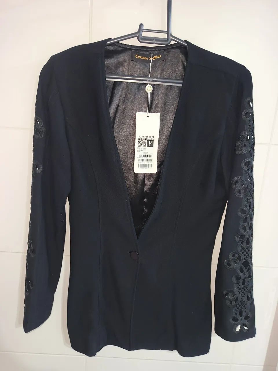 Blazer Carmen Steffens Preto P Novo