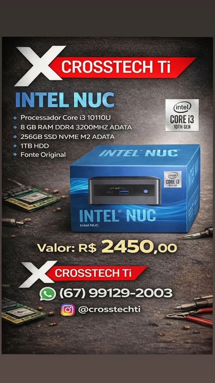 Intel NUC Core i3 10110U 8GB DDR4, SSD 256GB + 1TB HDD