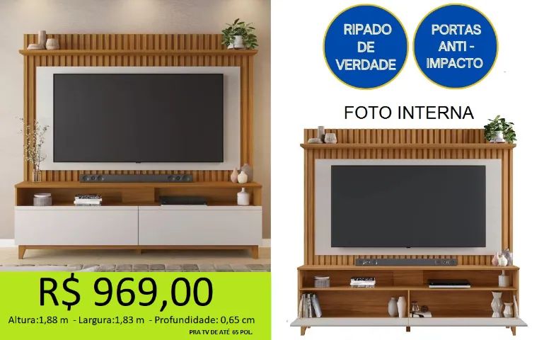 Home com detalhes ripado - temos a pronta entrega