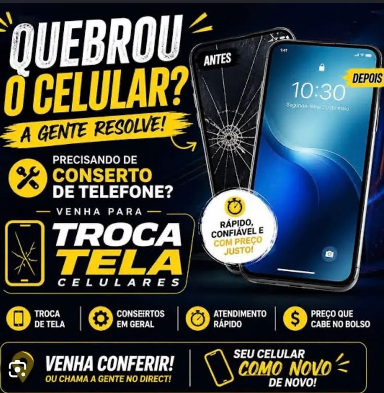 TELA OFF. Assistência técnica 
