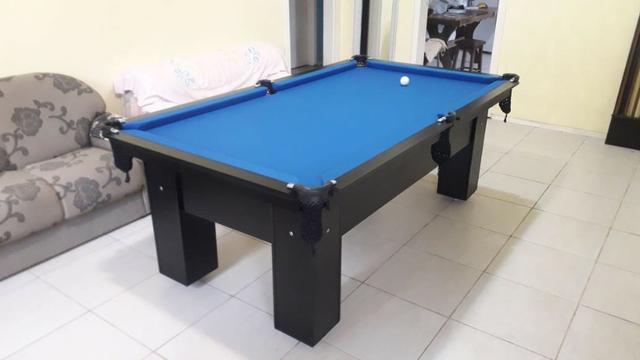 Mesa de Bilhar Tecido Azul Estrutura Preta TX