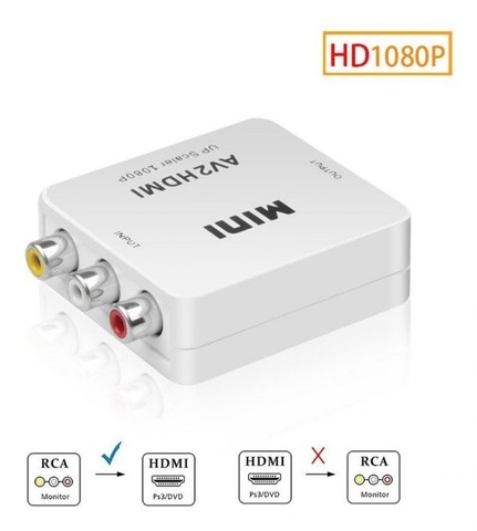 Mini Conversor Av Rca Para Hdmi Com Áudio 1080p Full Hd