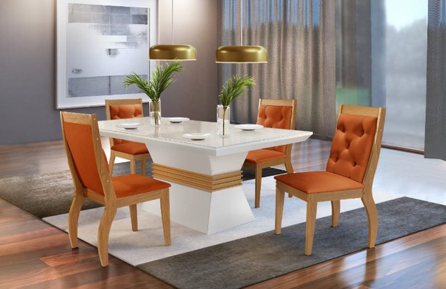 Sala mesa jantar com 4 cadeiras tampo de vidro ZAP *  - Foto 4