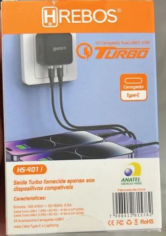 Fonte Turbo 40w Duplo Usb C + Cabo Para iPhone 11 12 13 14 - Foto 5
