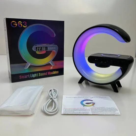 Relógio & Caixa de Som & Luminária RGB & Carregador por Indução G63 - Foto 3