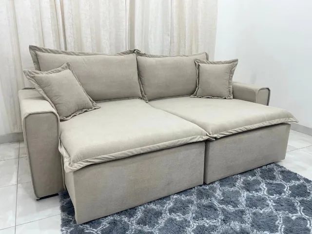 Sofá Cama/Retrátil Boucle 2.40m l76 Molas Bonnel  - Foto 3