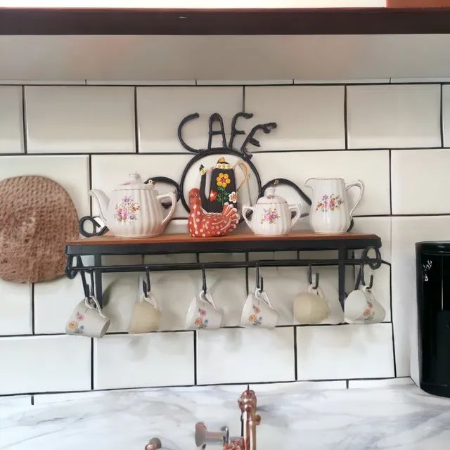 Prateleira porta xícaras bule 60cm - Foto 2