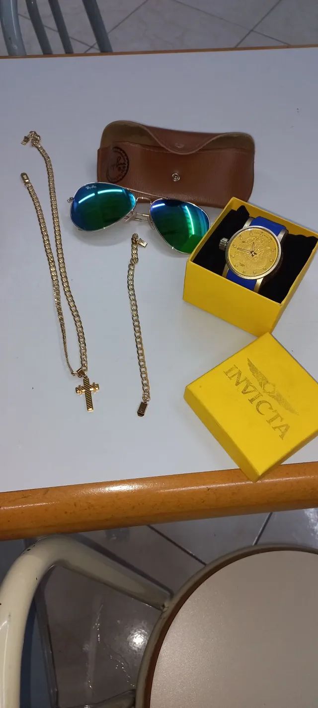 Kit, relogio rolex, óculos ray ban, pulseira e cordão  - Foto 3