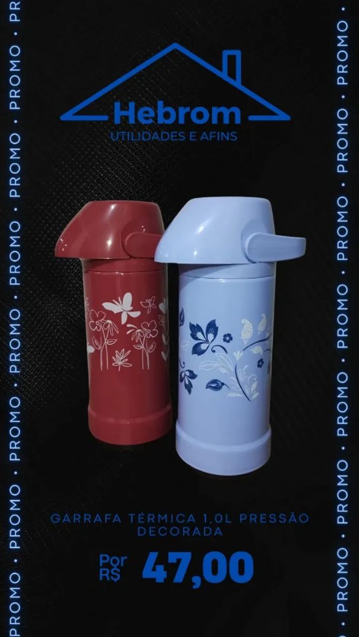 Garrafa Térmica 1L Decorada - Hebrom