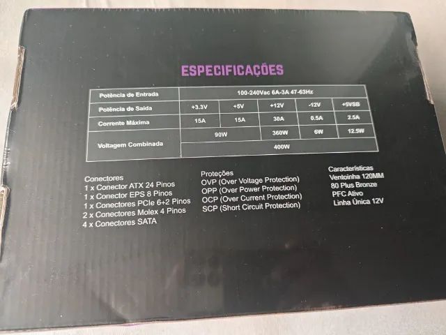 Fonte Atx Mancer 400w real 80plus - Foto 5