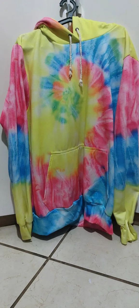 Moletom Casaco Tie Dye Flanelado - Tamanho  G