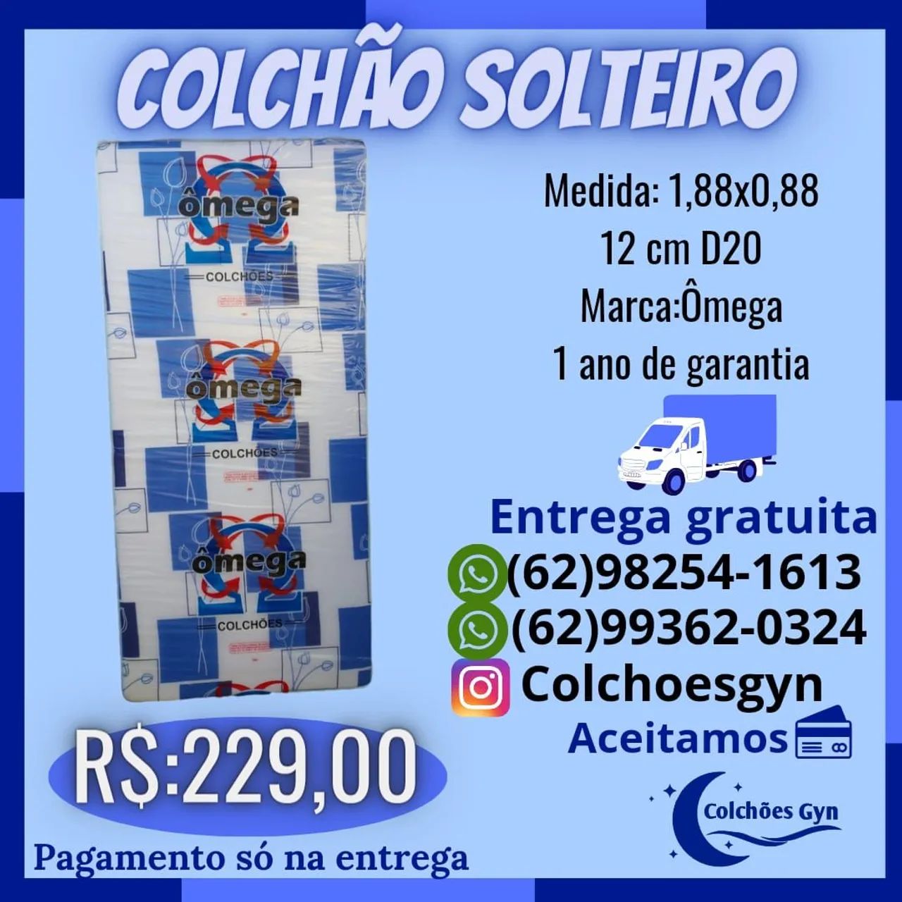 Colchão solteiro D20 entrega gratuita 