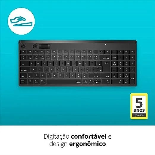  Combo Rapoo Teclado e Mouse sem Fio Bluetooth 2.4Ghz Black - Foto 5