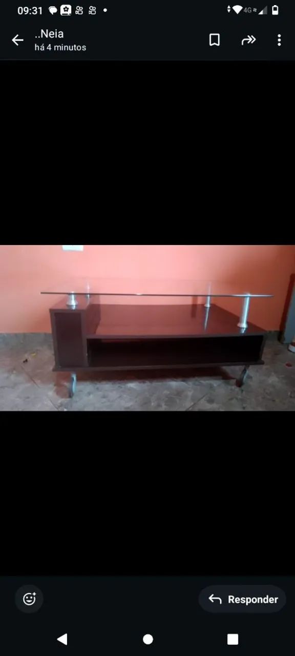 Mesa de Centro em Vidro e Madeira