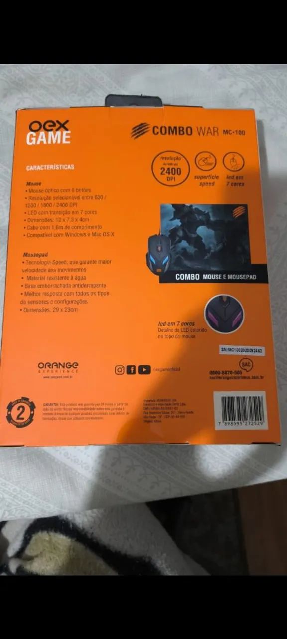 Combo Gamer Oex Game - Mouse e Mousepad - Foto 2