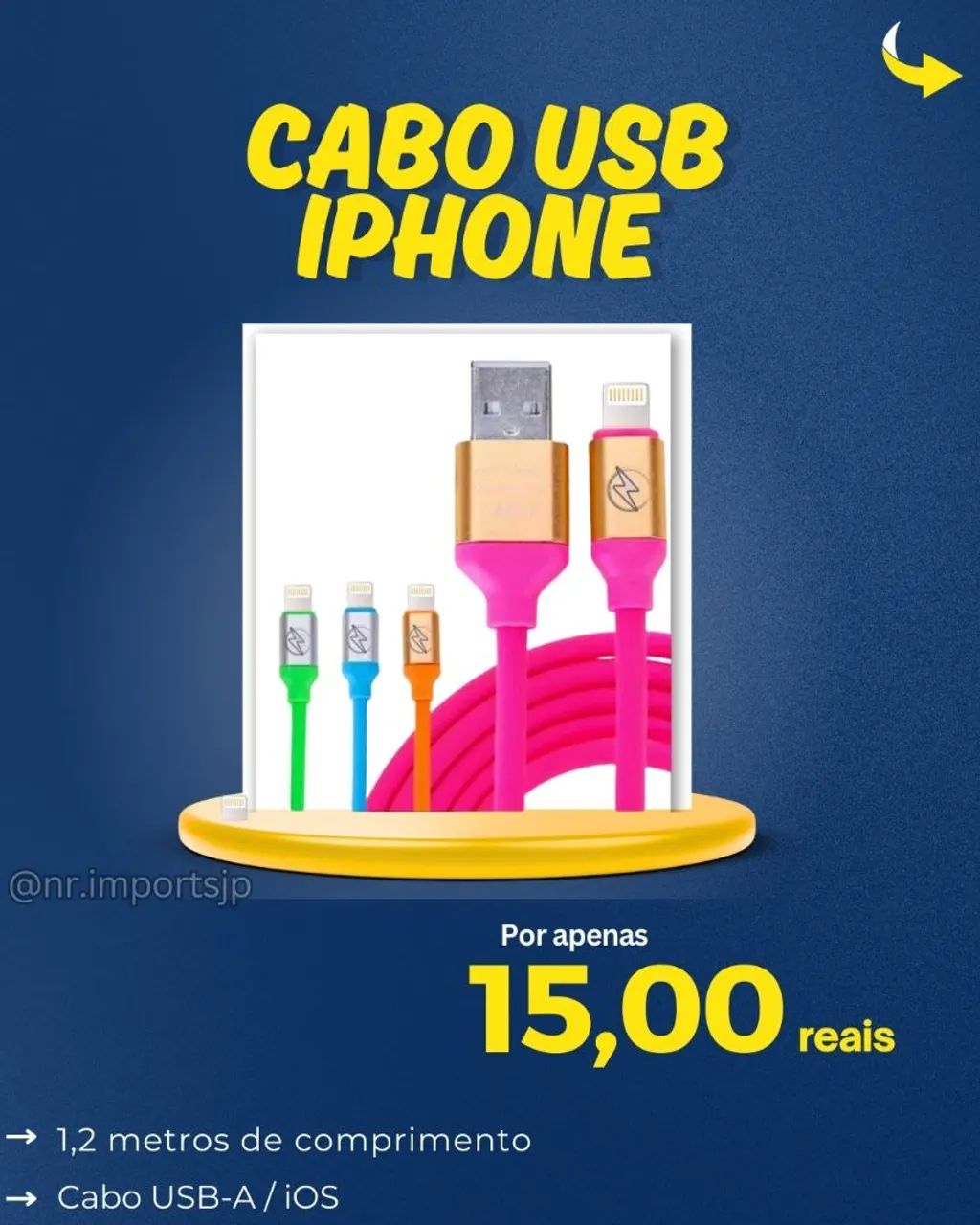 Cabo USB iPhone 1,2 metros