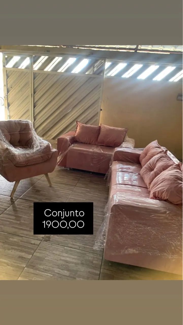 Conjunto de Sofá e Poltrona Rosê 1900 