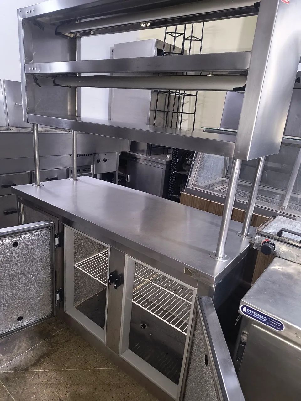 Balcão Refrigerado Inox 2P + Aquecedor Pratos Ótimo Estado - Foto 4