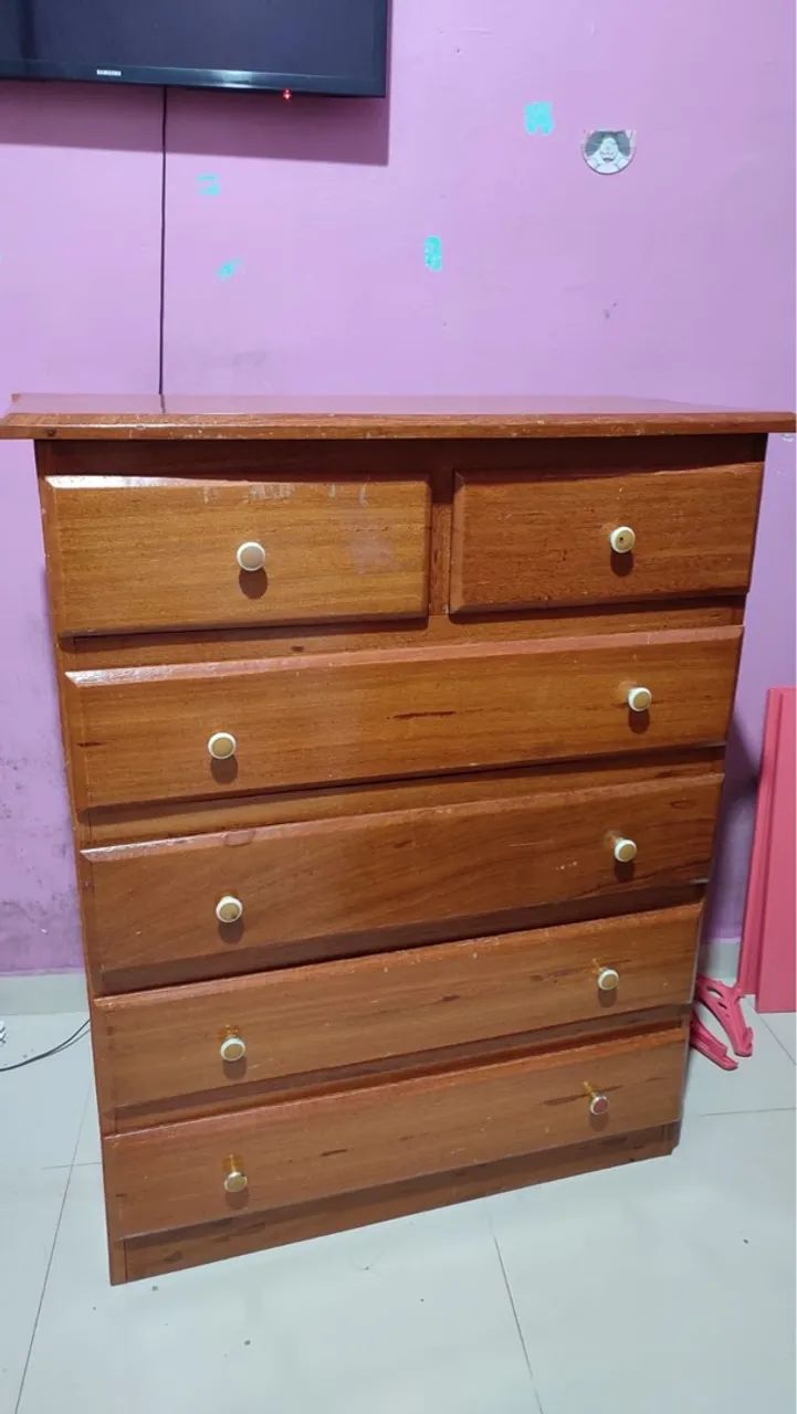 Cômoda de madeira com 6 gavetas - Foto 5