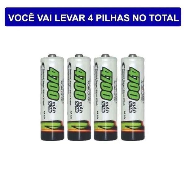 Pilhas AA  Recarregável 4700mAh - 4 unds
