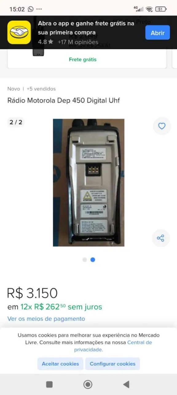Motorola EP450 Lote Com 3 Uhf por 2.000 - Foto 2