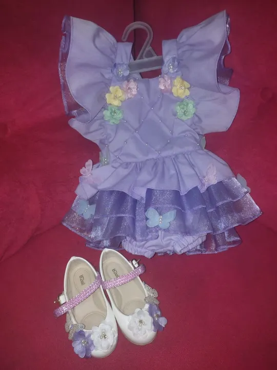 Romper de festa personalizado e sapato veste de 1/2 anos