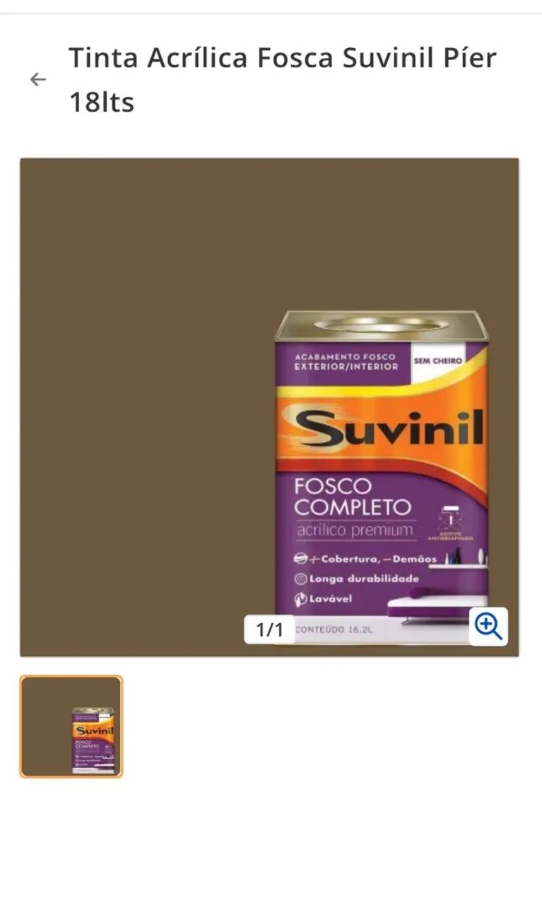 Tinta Acrílica Fosca Suvinil Píer 18 Litros