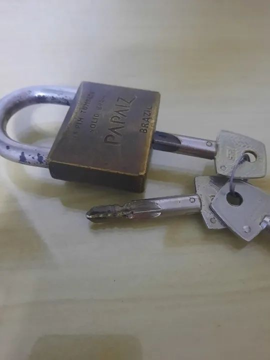 Cadeado Chave Tetra Papaiz 50mm com 3 Chaves em Latão Crt 50
