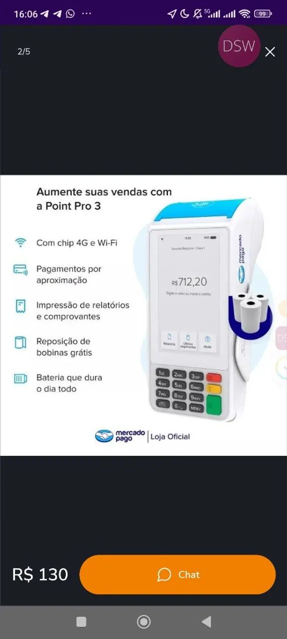 Máquina de cartão PagSeguro Pro 3 - Nova - Foto 2