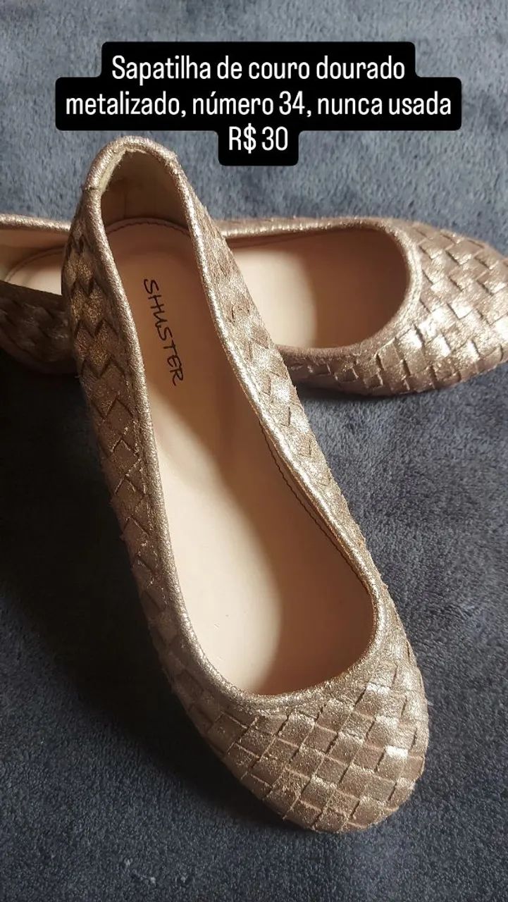 Sapatilhas e sapatos, todos em couro legítimo, nº 34