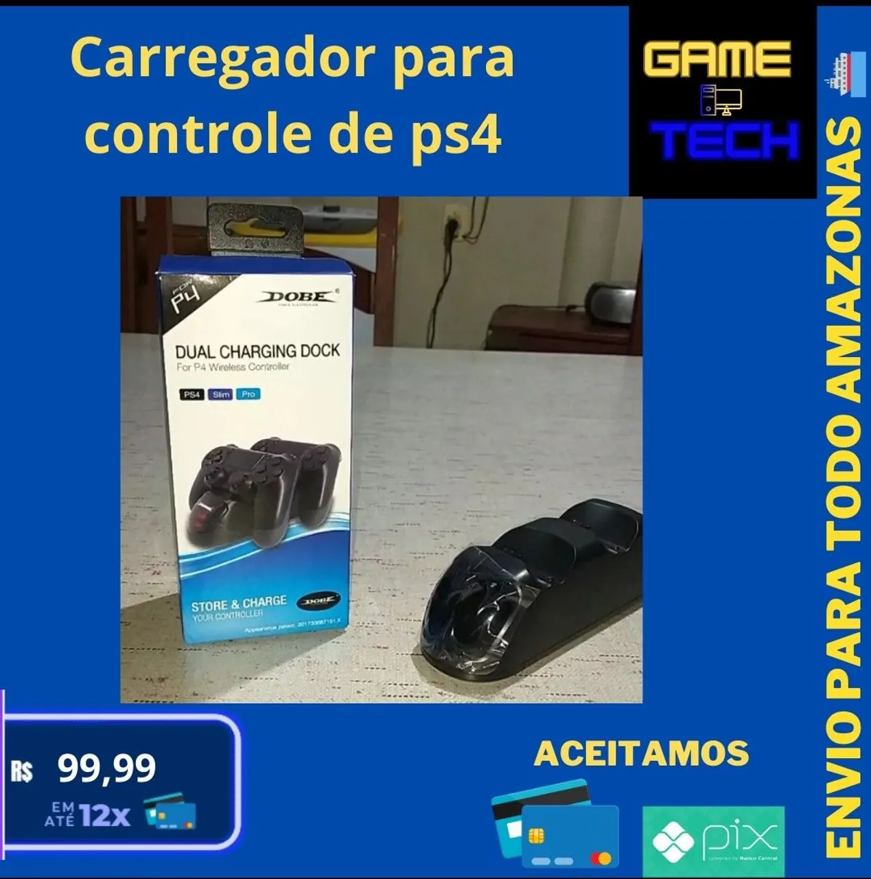 Carregador Dual para Controle PS4