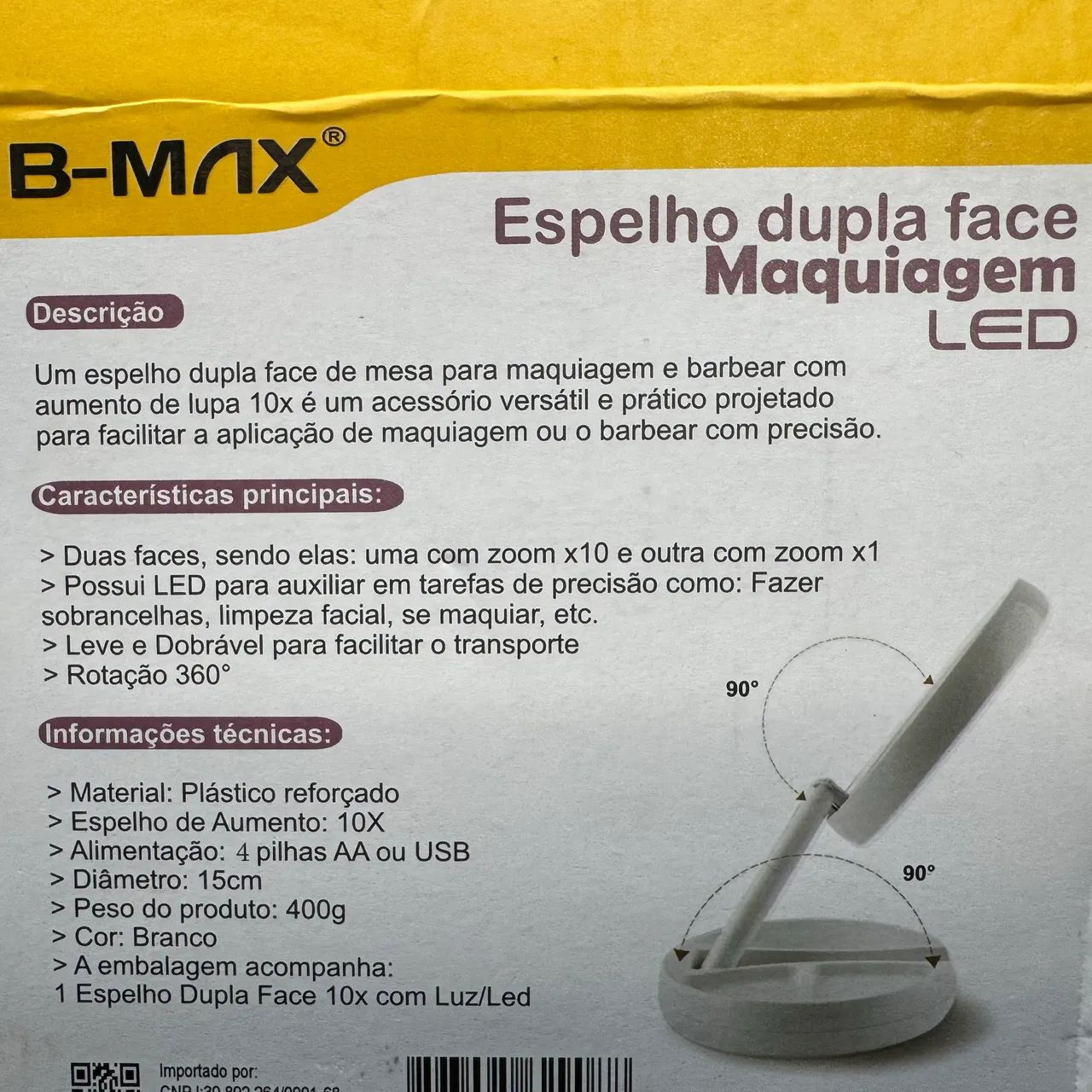 Espelho Dupla Face Com Led Para Maquiagem Zoom - Foto 4