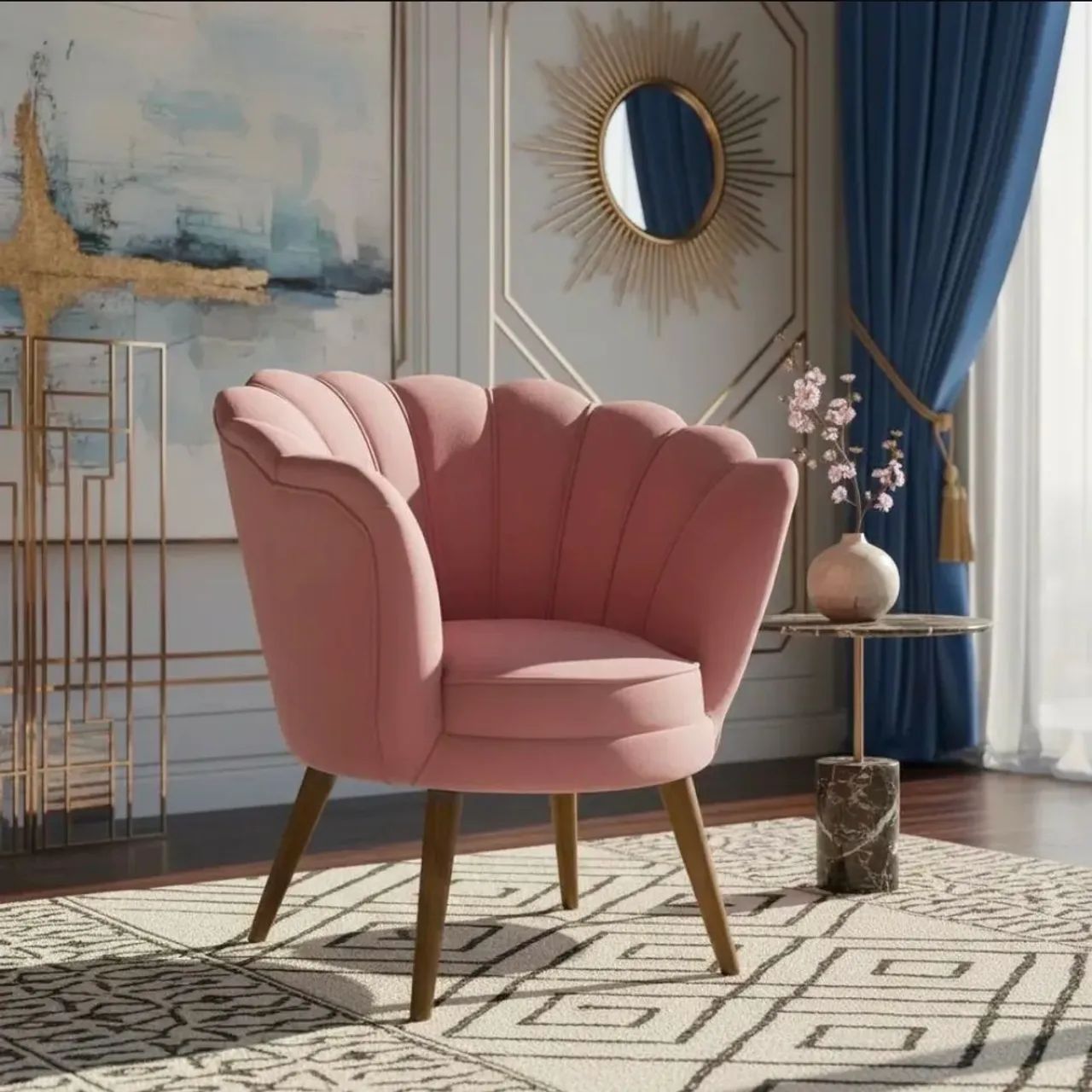 Poltrona Pétala Veudo Rosa - Foto 3