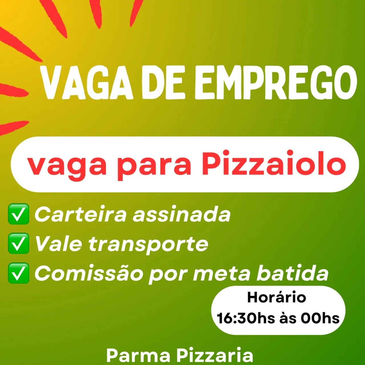 Vaga para PIZZAIOLO 