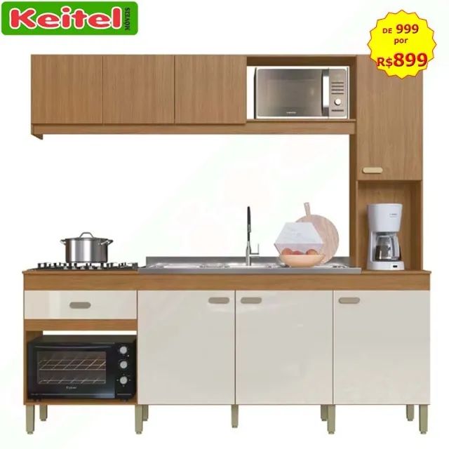 kit Cozinha Compacta Doha Freijó / Off White