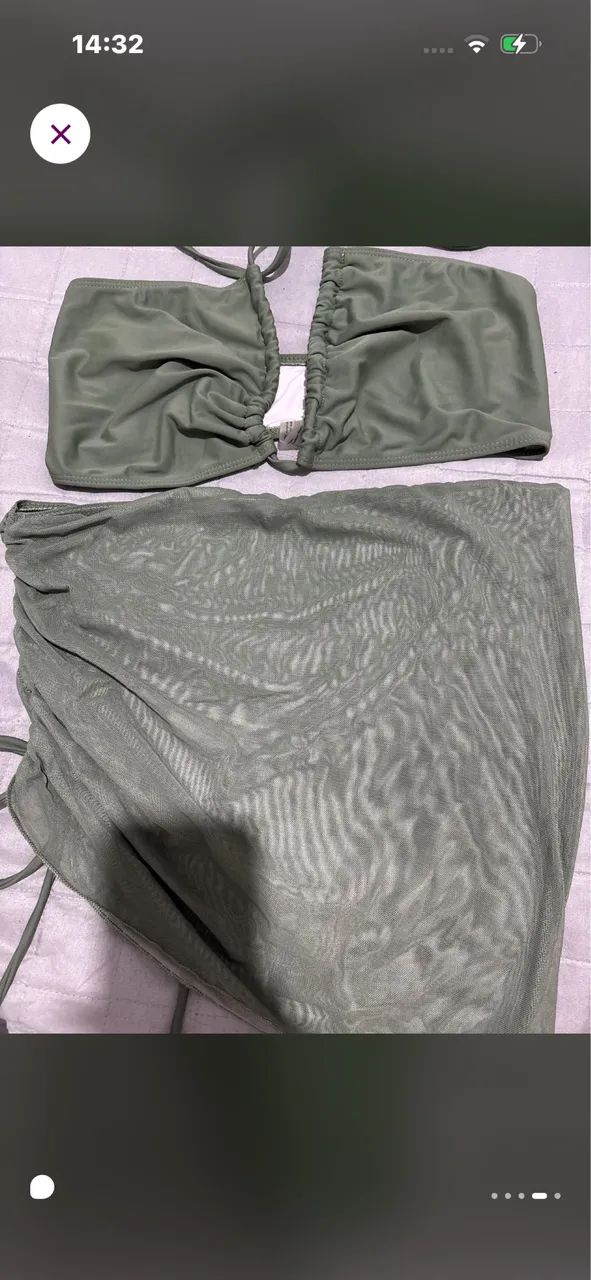 Conjunto biquíni verde musgo com saída de praia  - Foto 3
