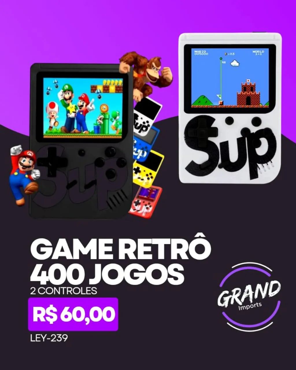 Game retrô 400 jogos 2 controles