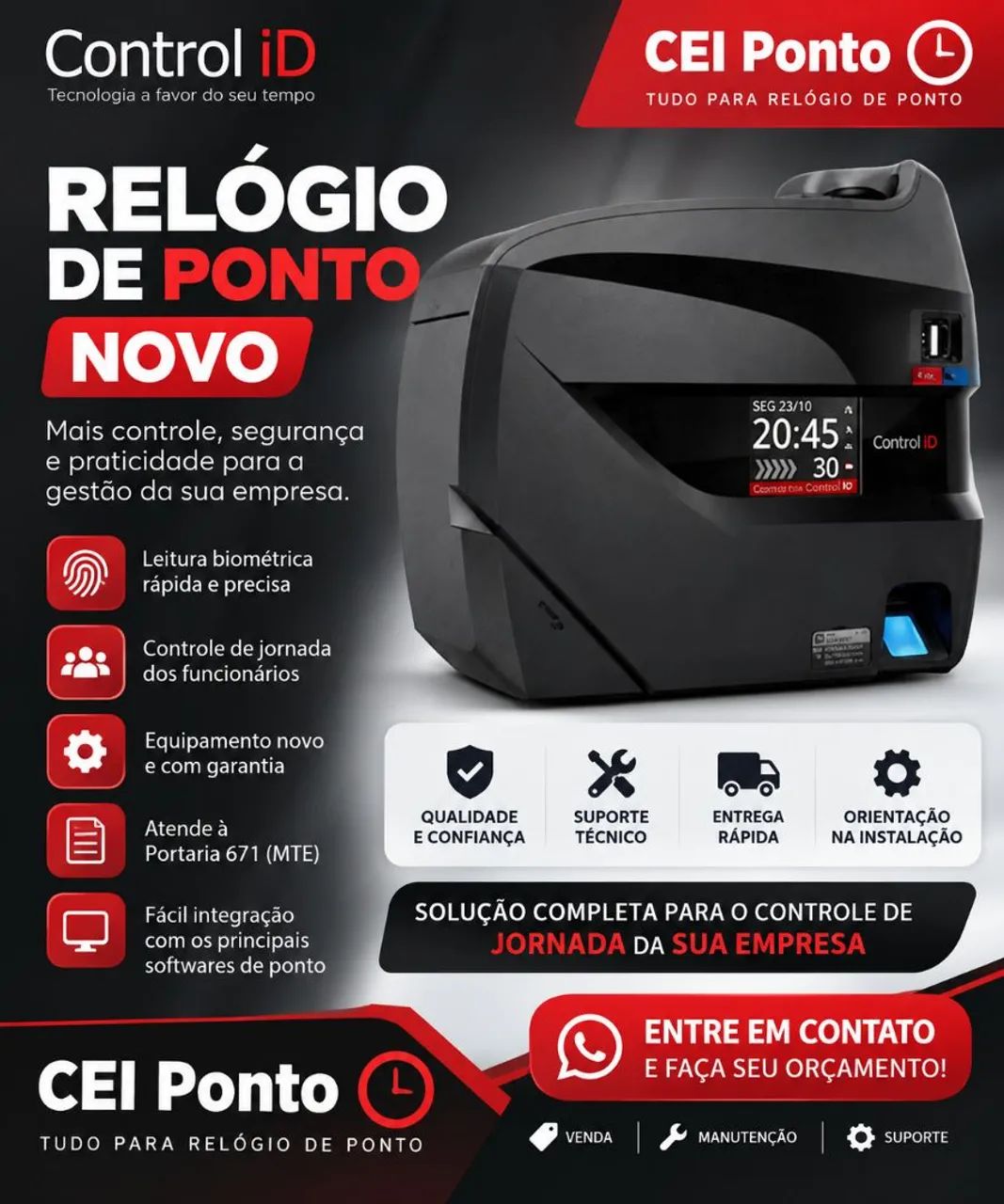 Relógio de ponto Control id novo