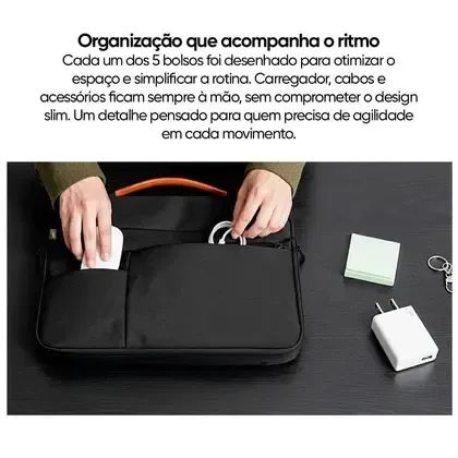 Case para Notebook 15.6" Anti-Impacto com Bolsos e Alça Preta | Get - Foto 2