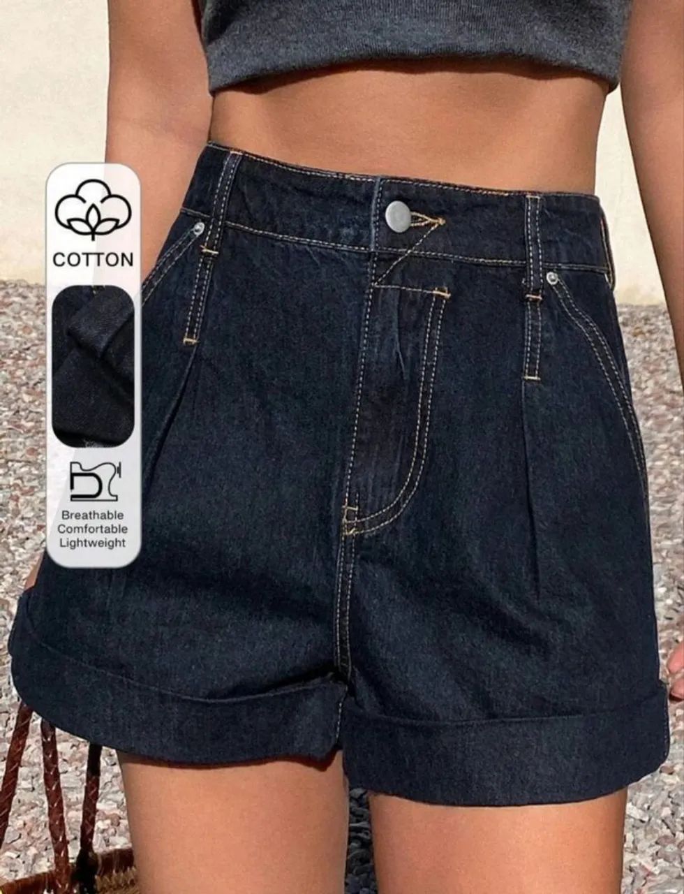 Short Jeans Feminino Cintura Alta G Casual