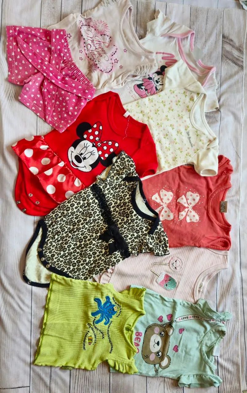 Kit roupas bebê menina (6 a 9 meses) são  10 peças 