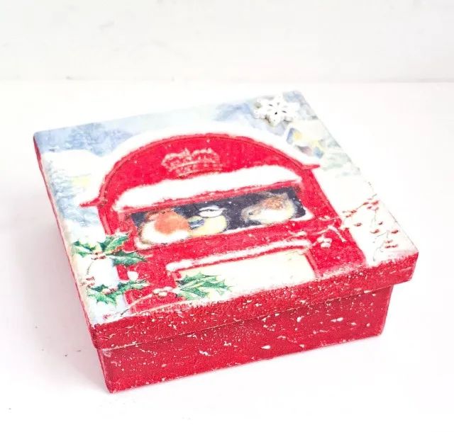 caixa mdf natal passarinhos decoupage