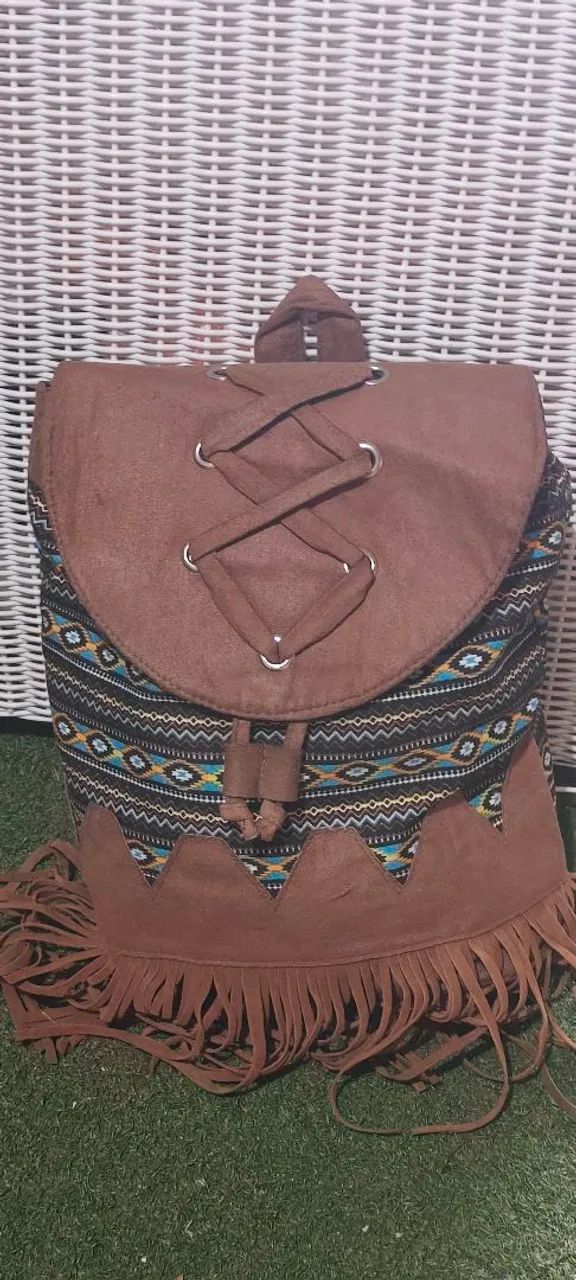 Mochila Estilo Boho com Franjas - 35 cm - Foto 2
