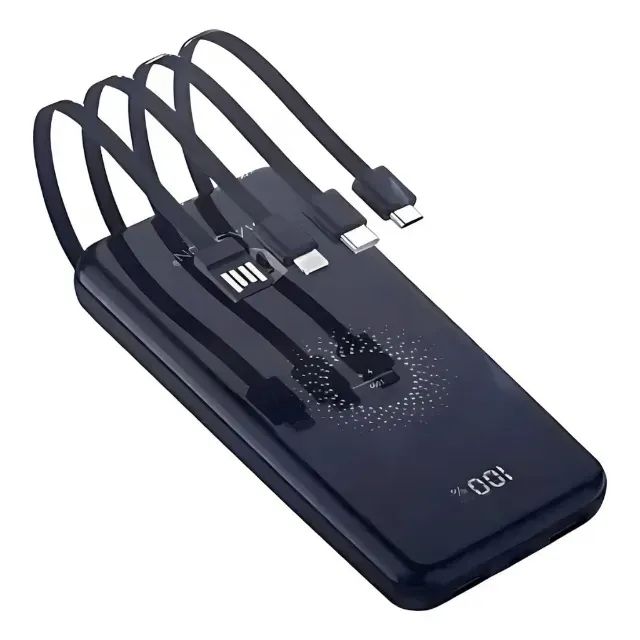 Carregador Portátil Power Bank Turbo Bateria 10000mah Por Indução C/ 4 Cabos Universal - Foto 3