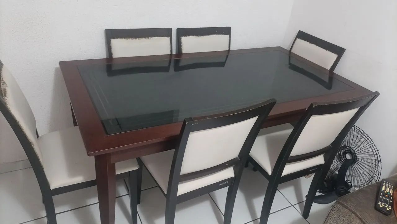 Mesa de madeira tampa de vidro  - Foto 3
