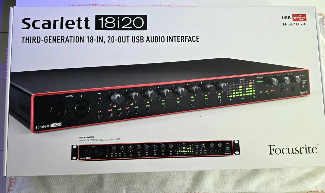 Focusrite Scarlett 18i20 (3ª Geração) - Interface de Áudio USB