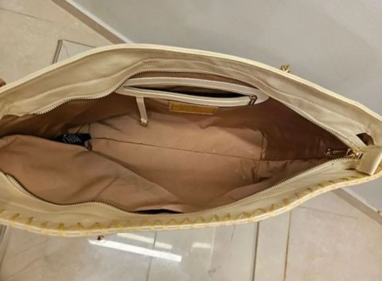 bolsa de ombro jorge bischoff palha bege - Foto 4