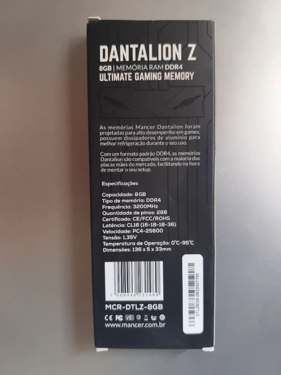 Memória Mancer Dantalion Z, 8GB (1x8GB), DDR4, 3200Mhz, C16, Preto